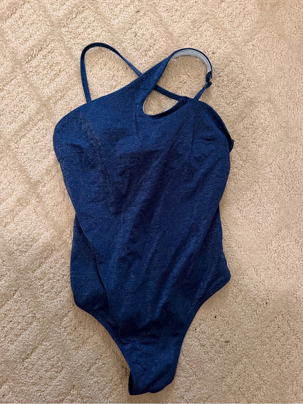 Cupshe womens' Shimmery Navy Blue One-Piece Swimsuit
